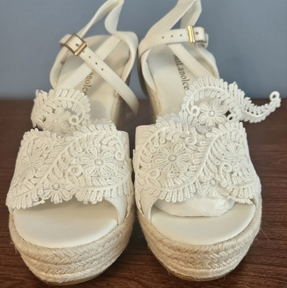 MiLanolce Women's Platform Sandals Wedge Open Toe Ankle Strap lace Wedding 8.5 - Picture 7 of 10